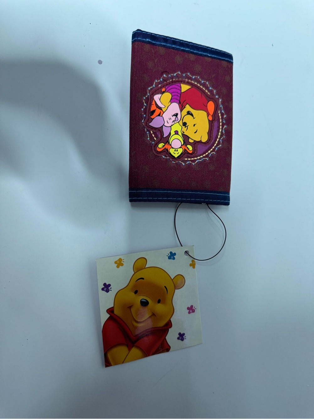 Vintage Y2K Kids Winnie the Pooh Red Fabric Wallet with Character Tag